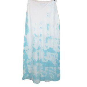 Chanon Collection Maxi Skirt 27" Waist Linen Tie Dye Blue White Lined FLAWED